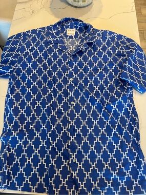 Marcelo Burlon County of Milan Blue and White Geometric Button-Down Shirt